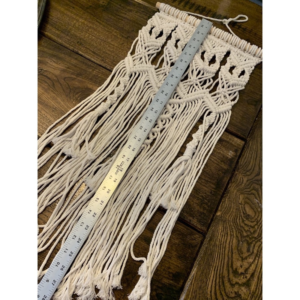 Macrame Woven Wall Hanging 28" Boho Home Chic Bohemian Geometric Art - Picture 6 of 8
